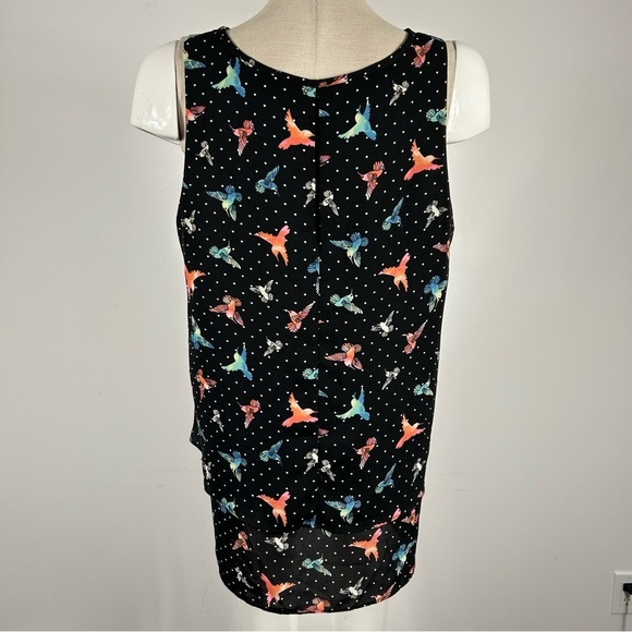 zoë+phoebe Women's Black Sleeveless Top with Bird Print M - Picture 4 of 11